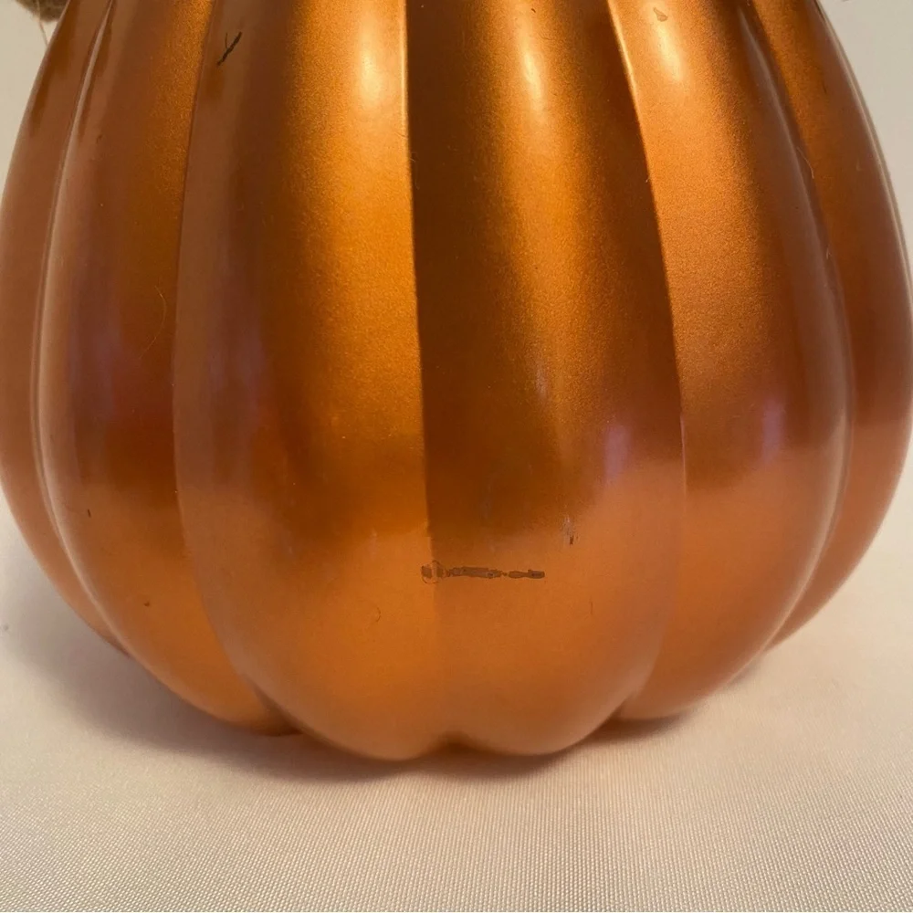 Metallic Orange Pumpkin Rope Handle Vase